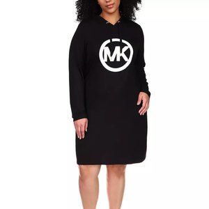 Michael Kors Plus Size Logo Hoodie Dress - Black - Size 2X
